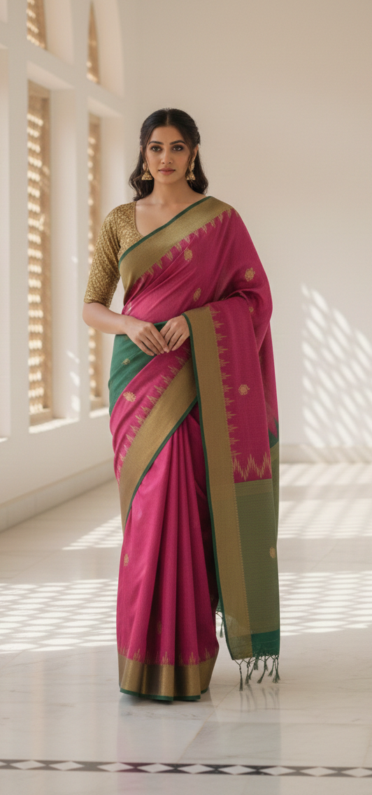 Katan Silk Saree – Crimson Zari