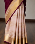 Satin Silk Saree – White Lotus