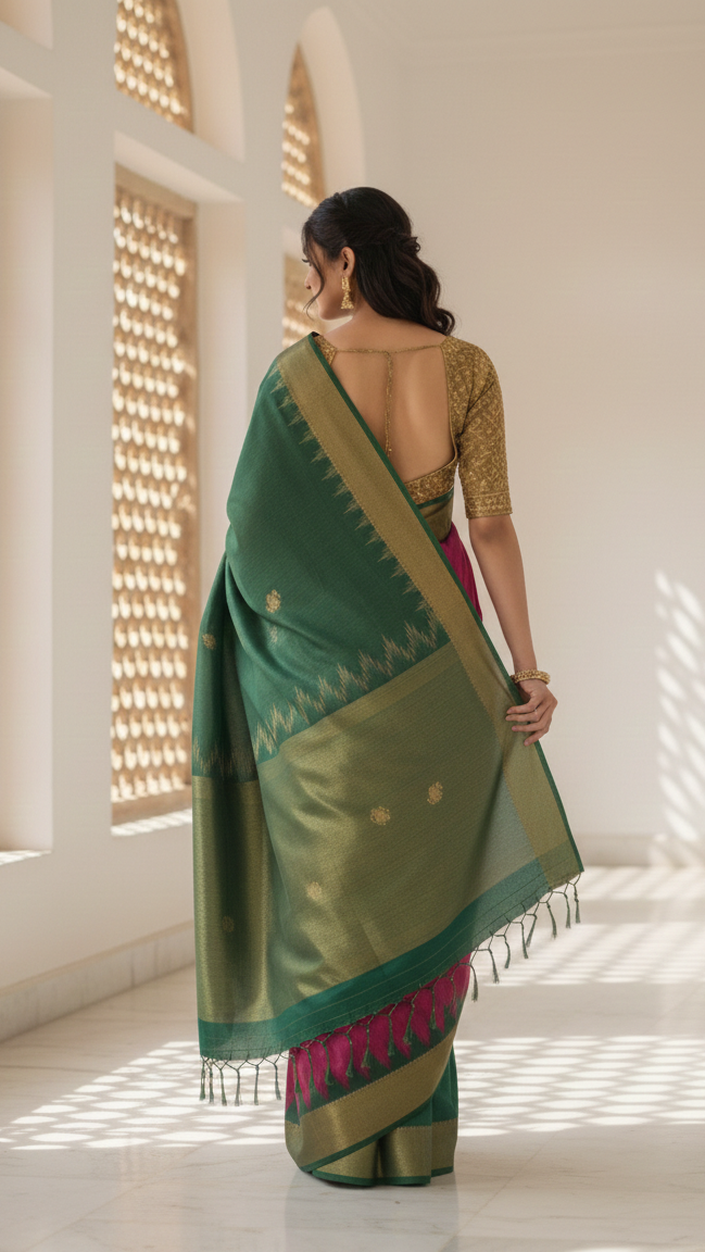 Katan Silk Saree – Crimson Zari