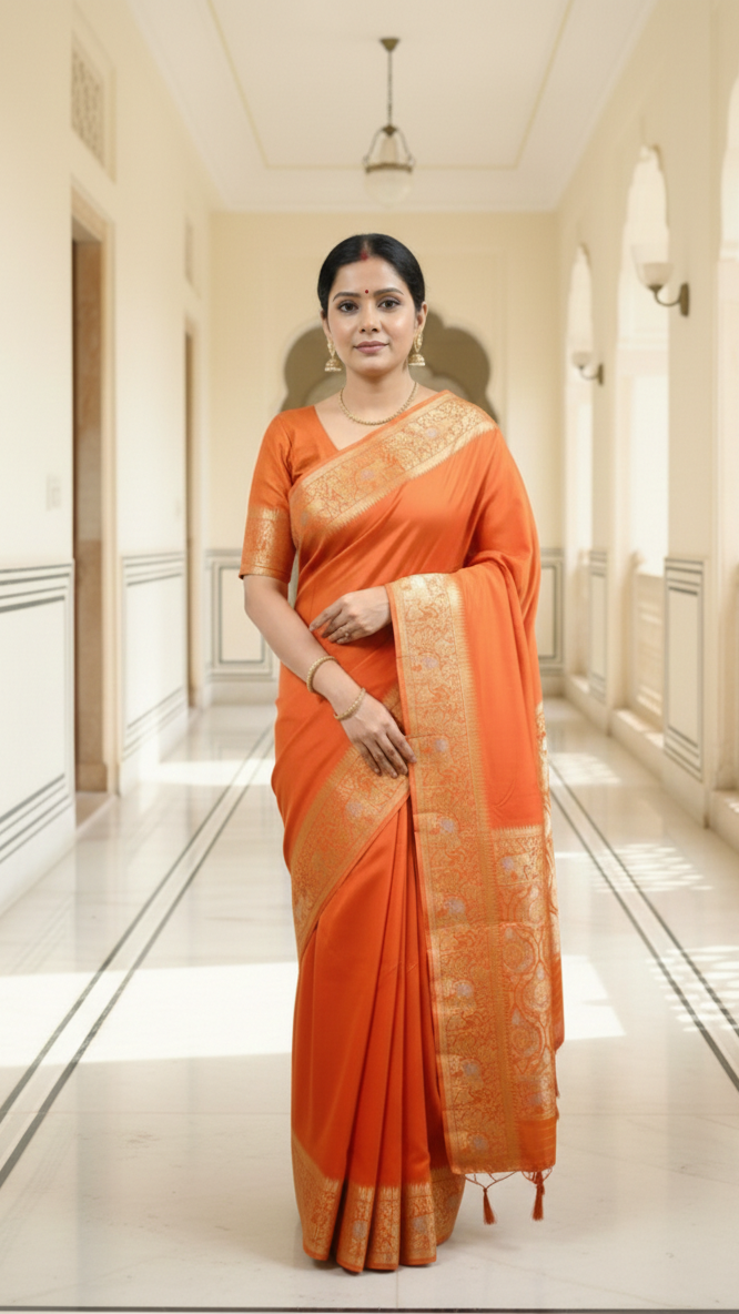 Viscose Saree – Amber Glow