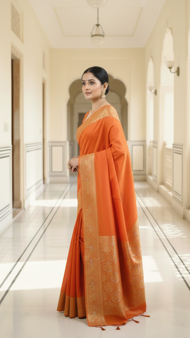 Viscose Saree – Amber Glow