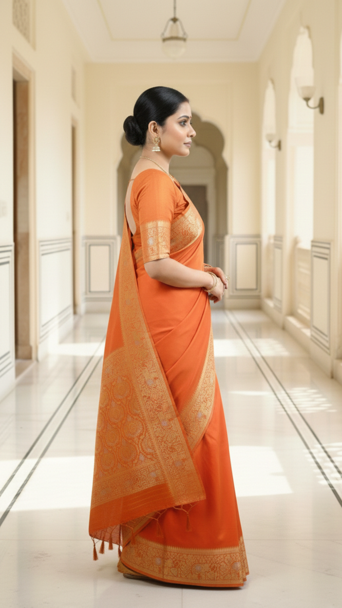 Viscose Saree – Amber Glow