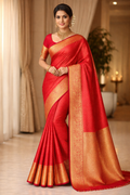 Uppada Silk Saree – Crimson Bloom